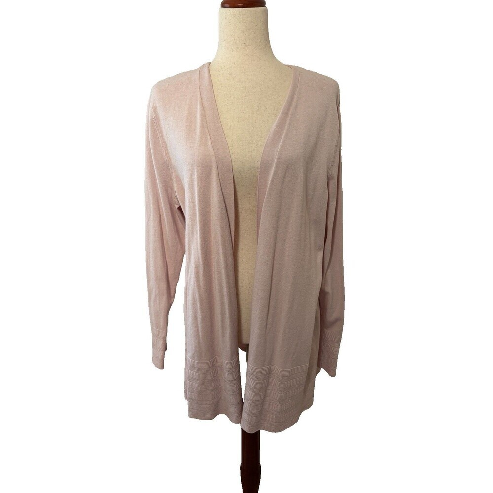 Charter Club Women's XL Blush Pink Open Front Cardigan Sweater Lightweight Knit